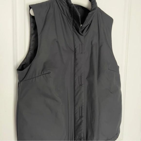 THEORY Zip Front  Vest Hidden Hood Black size L - Picture 2 of 7